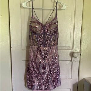 Alyce Paris Lavender Sequin Mini Dress